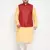 fawn, maroon and white cotton blend jacket kurta pyjama set