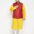 mustard, maroon and white cotton blend jacket kurta pyjama set