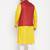 mustard, maroon and white cotton blend jacket kurta pyjama set