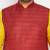 mustard, maroon and white cotton blend jacket kurta pyjama set