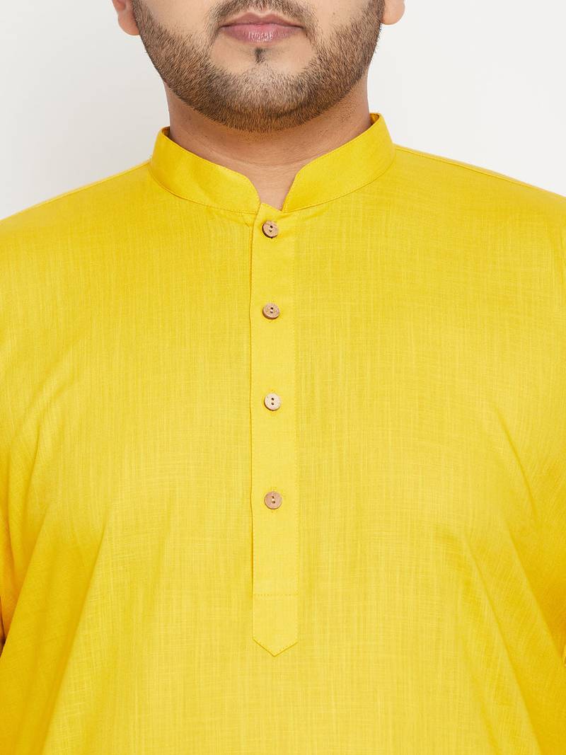 mustard, maroon and white cotton blend jacket kurta pyjama set