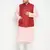 pink, maroon and white cotton blend jacket kurta pyjama set