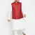 white, maroon and white cotton blend jacket kurta pyjama set