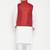 white, maroon and white cotton blend jacket kurta pyjama set
