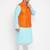 aqua blue, orange and white cotton blend jacket kurta pyjama set