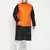black, orange and white cotton blend jacket kurta pyjama set