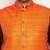 black, orange and white cotton blend jacket kurta pyjama set
