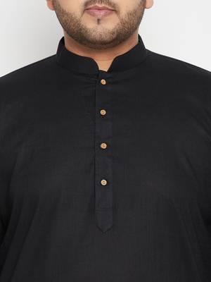 black, orange and white cotton blend jacket kurta pyjama set 5