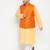 fawn, orange and white cotton blend jacket kurta pyjama set