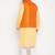 fawn, orange and white cotton blend jacket kurta pyjama set