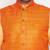 fawn, orange and white cotton blend jacket kurta pyjama set