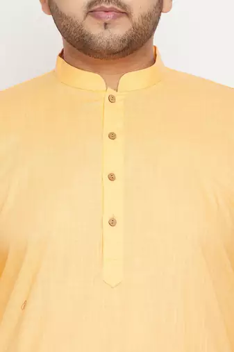 fawn, orange and white cotton blend jacket kurta pyjama set