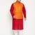 maroon, orange and white cotton blend jacket kurta pyjama set