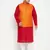 maroon, orange and white cotton blend jacket kurta pyjama set