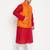 maroon, orange and white cotton blend jacket kurta pyjama set