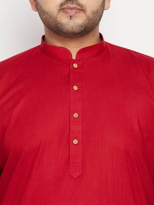 maroon, orange and white cotton blend jacket kurta pyjama set 5