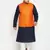 navy blue, orange and white cotton blend jacket kurta pyjama set