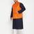 navy blue, orange and white cotton blend jacket kurta pyjama set