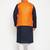 navy blue, orange and white cotton blend jacket kurta pyjama set