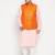 pink, orange and white cotton blend jacket kurta pyjama set