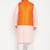 pink, orange and white cotton blend jacket kurta pyjama set