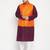 purple, orange and white cotton blend jacket kurta pyjama set
