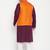 purple, orange and white cotton blend jacket kurta pyjama set