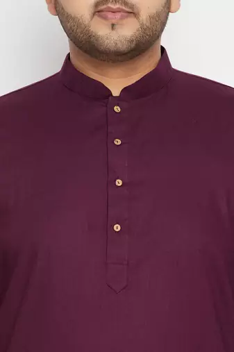 purple, orange and white cotton blend jacket kurta pyjama set