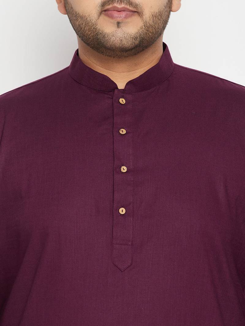 purple, orange and white cotton blend jacket kurta pyjama set