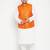 white, orange and white cotton blend jacket kurta pyjama set