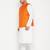 white, orange and white cotton blend jacket kurta pyjama set