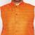 white, orange and white cotton blend jacket kurta pyjama set