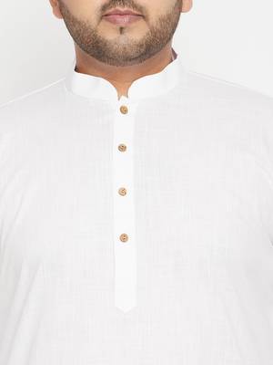white, orange and white cotton blend jacket kurta pyjama set 5