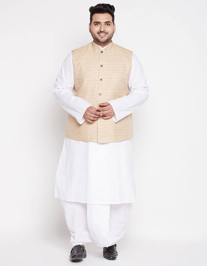 maroon and white cotton blend jacket kurta dhoti set