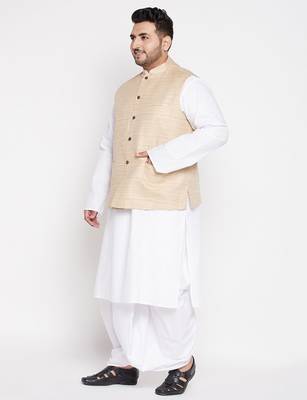 maroon and white cotton blend jacket kurta dhoti set 2