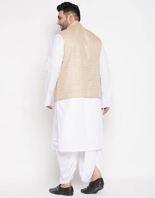 maroon and white cotton blend jacket kurta dhoti set 3
