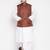 coffee and white cotton blend jacket kurta dhoti set