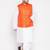 orange and white cotton blend jacket kurta dhoti set