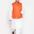 orange and white cotton blend jacket kurta dhoti set