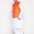 orange and white cotton blend jacket kurta dhoti set