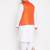 orange and white cotton blend jacket kurta dhoti set