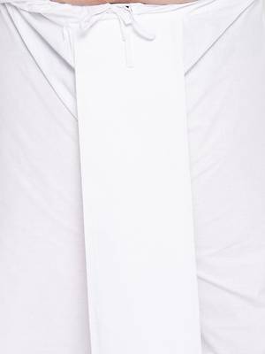 orange and white cotton blend jacket kurta dhoti set 5