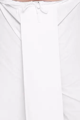 orange and white cotton blend jacket kurta dhoti set