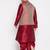 maroon and rose gold silk blend jacket kurta dhoti set