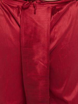 maroon and rose gold silk blend jacket kurta dhoti set 5