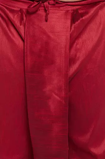 maroon and rose gold silk blend jacket kurta dhoti set