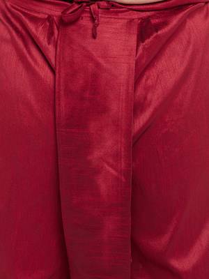 maroon and gold silk blend jacket kurta dhoti set 5