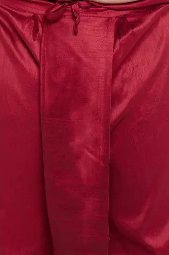 maroon and gold silk blend jacket kurta dhoti set