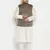 cream and black silk blend jacket, kurta and pyjama set