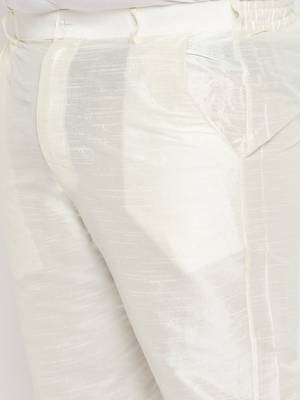 blue and cream silk blend jacket, kurta and pyjama set 5
